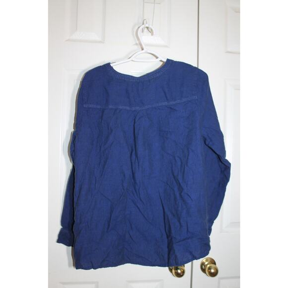 Everlane 100% Linen Blue Button Front Blouse sz L - Picture 4 of 5